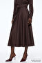 Satin Surface High Waist Lined Regular Skirt - 5