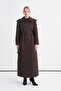 Belted Double-Breasted Long Brown Trench Coat 14126 - 2