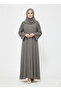 Rizqé Slate Grey Minimalist Modest Structured Panel Abaya