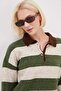 Striped Half Button Polo Neck Knitwear Sweater - 7