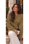 Oil Green Soft Yarn Crew Neck Knitwear Cardigan 713 - 2