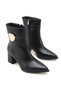 Alya Lila Women's Pointed Toe Heeled Boots 0012019 Black Skin