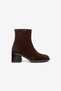 Brown Suede Genuine Leather Round Toe Zippered Boots - 3