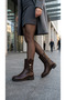 Women's Leather-Look Short Heeled Casual Boots with Metal Accessories - 6