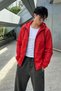 Men's Trend Zippered Seasonal Striped Red Raincoat & Windbreaker - 6