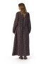 Long Sleeve Flannel Violet Pattern Winter Long Buttoned Dress Purple Purple - 2