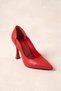 Red Matte Stiletto Curved Side Cutout Pointed Toe Thin Heeled Women's Shoes Classic Evening Elegance - 4