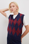 Baklava Patterned V-Neck Knit Sweater - 7