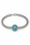 Turquoise Detailed Eight-Pointed Geometric Motif Silver Color Chain Bracelet - 2