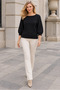 Women's Boat Neck Raglan Sleeves Balloon Sleeve Ribbed Detailed Comfortable Fit Stylish Elegant Casual Black Knitwear Sweater - 7