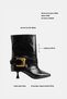 Hosa Black Gold Buckle Detailed Women's Heeled Boots - 4