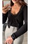 Black cardigan-look knit blouse - 5
