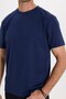 Men's regular fit comfortable cut short sleeve striped crew neck navy blue t-shirt - 5