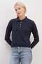 Heart-Shaped Half Button Polo Collar Knit Sweater - 4