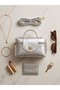 Shiny Silver Gold Metal Detailed Mini Women's Handbag and Crossbody Bag - 4