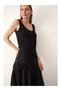 Women's Midi Dress with Gathered Stitching Detail - 2