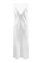 Midnight Whisper Long Satin Nightgown Deep V-Neck Elegant Night Dress with Lace Detail
