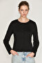 Soleline women's 100% organic cotton round neck buttoned black blouse - 4