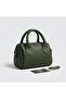 Dark Green Matte Textured Mini Hand and Shoulder Bag Women's Zippered Daily Stylish Bag 19X11 cm - 3