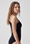 Women's Black Bambo Rope Strap Tank Top - 2