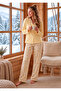 Yellow Animal Patterned Berlin Fabric Long Sleeve Pajama Set - 3