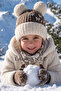 Ribbed Bow Detail Beret for Girls 4-8 Years Old - 2