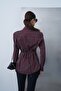Women's Red Plaid Padded Shirt with Tie Detail - 5