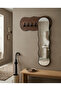 Modern Wall-Mounted Entrance Mirror with Flowing Waves Design, Featuring Clothes Rack and Key Hanger