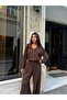 Women's Brown Hooded Sweat Crop Pants Triple Set - 5