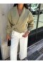 Women's Khaki Belt Detailed Short Jacket - 7