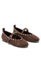 Women's Trok Detailed Elastic Round Toe Brown Suede Ballerina Shoes