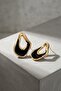 Kaia Yellow Black Enamel Detailed Steel Stud Earrings - 3