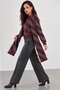 Women's Burgundy Anthracite Striped Shawl Detailed Long Sleeve Knitwear Sweater - 2
