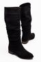 Sevo Women's Black Suede Drawstring Long Boots - 2