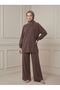 Front-Panel Slit Detail Trouser Suit - Brown - 2