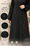 Black Abaya with Botanical Embroidery Symmetrical Pattern Long Sleeves Straight Cut Women's Clothing - 2