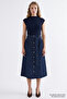 High Waist Belted Regular Denim Midi Skirt - 5