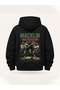 Unisex Women's and Men's Underground Design Text Printed Oversize 3 Thread Hooded Sweatshirt