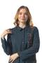 Long Sleeve Cute Buttoned Classic Collar Double Pockets Şile Fabric Embroidered Tunic Petrol Ptrl - 5