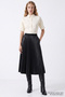 Elastic Waist Faux Leather Pleated Regular Midi Skirt - 2
