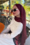 Premium jacquard leopard pattern shawl - burgundy - 2