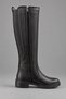 Women's Genuine Leather Black Elastic Riding Boots - 2