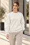 Women's 2-Piece Crew Neck Basic Sweatshirt – Mint / Ecru - 3