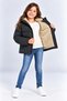 Girl's Powder Black Hooded Coat Water Repellent Soft Lined Warm Winter Coat Ak4265 - 3