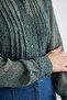 Lined Slim Fit Chiffon Shirt with Ribbed Waist Stitching - 7