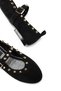 Women's Trok Detailed Elastic Round Toe Black Suede Ballerina Shoes - 5