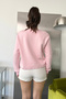 Women's Crew Neck Stopper Detailed Basic Sweatshirt Pink - 27K 2716 - 5