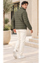 Men's Stand Collar Zippered Quilted Puffer Coat - 5