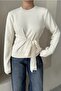 Ecru Front Tie Sweater - 2Y4507 - 2