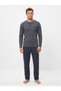 Men's Long Sleeved Plaid Pajama Set Gray - 2